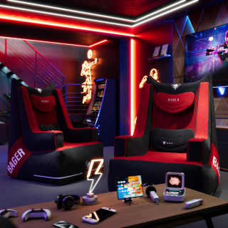 Črno-rdeč igralni stol BAGER