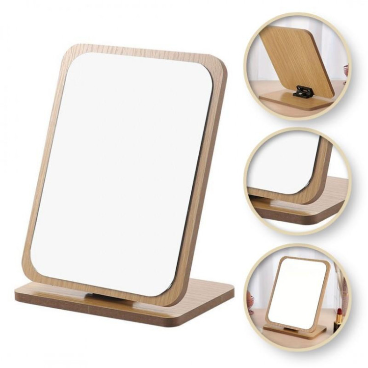 Stoječe leseno kozmetično ogledalo