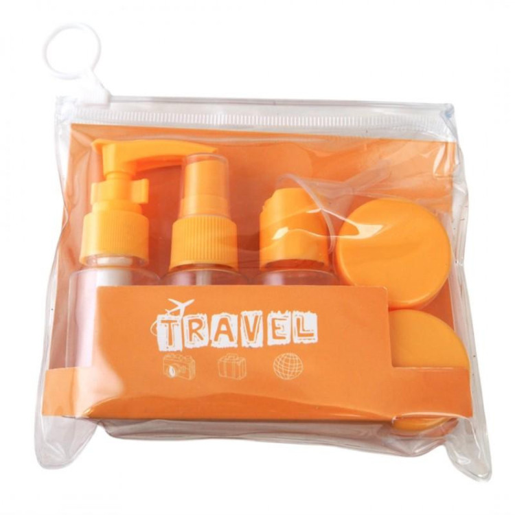 Set potovalnih kozmetičnih posod 7 v 1 Orange
