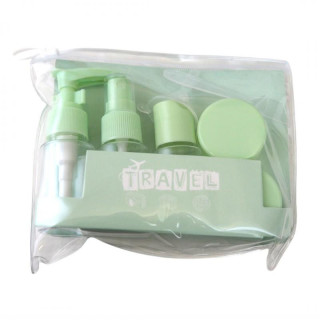 Zeleni komplet potovalnih kozmetičnih posod 7 v 1