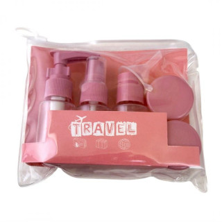 Set roza potovalne kozmetične posode 7 v 1
