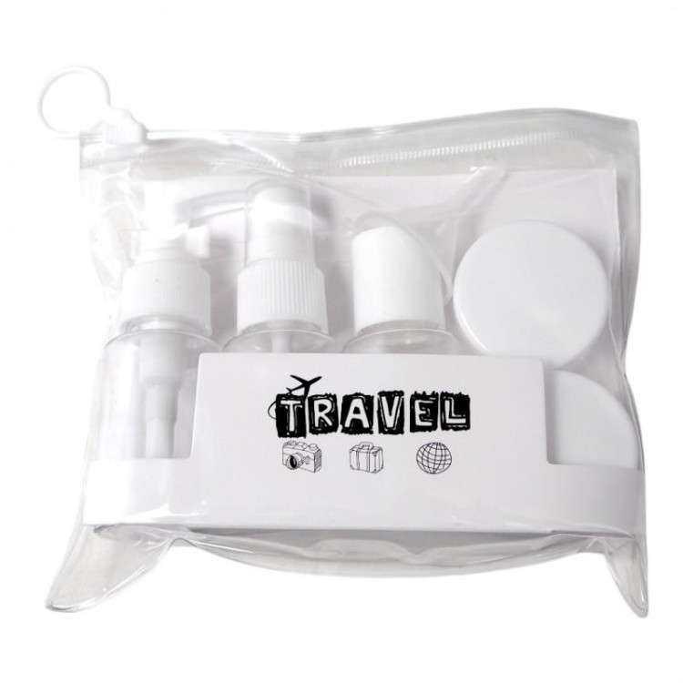 Set bele potovalne kozmetične posode 7 v 1