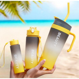 Rumeno-črne ombre steklenice za vodo 3 v 1