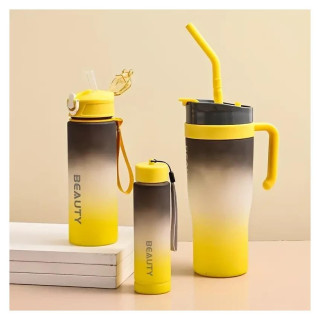 Rumeno-črne ombre steklenice za vodo 3 v 1