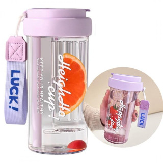 Vijolična steklenica za vodo s košarico in slamico - 600 ml