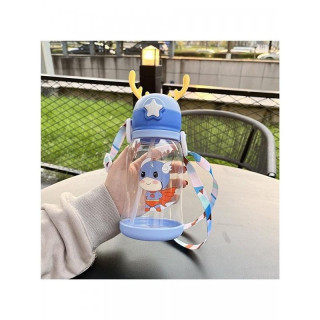 Otroška modra bidona s slamico - 600 ml