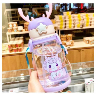 Vijolična otroška bidona s slamico - 600 ml