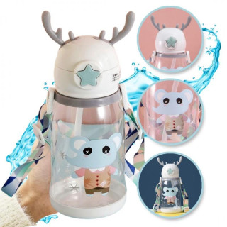 Otroška bela bidona s slamico - 600 ml