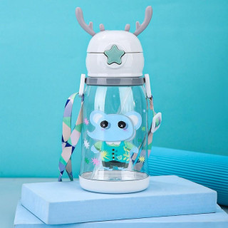 Otroška bela bidona s slamico - 600 ml