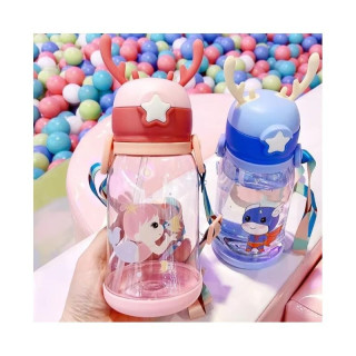 Rožnata otroška bidona s slamico - 600 ml