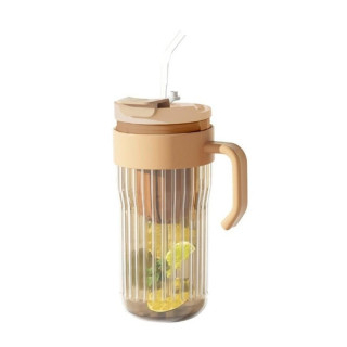 Skodelica iz rjavega stekla s cedilom in slamico - 550 ml