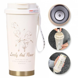 Termovka z nastavkom - 550 ml krem barve