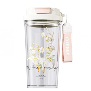 Skodelica s slamico in ustnikom - 550 ml