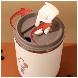 Termovka s slamico - 500 ml krem barve