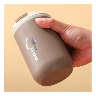 Rjava termo skodelica s slamico - 500 ml