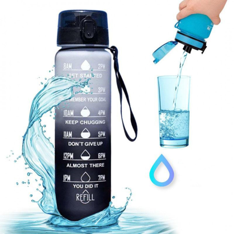 Sivo-črna ombre steklenička z motivacijsko lestvico