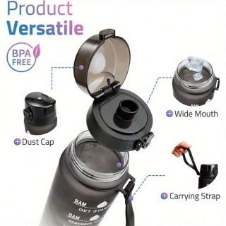 Sivo-črna ombre steklenička z motivacijsko lestvico