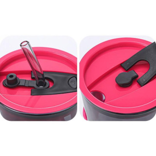 Skodelica iz črnega stekla s slamico in pokrovom - 400 ml