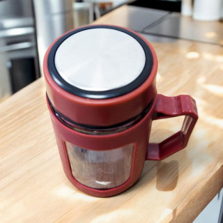 Rdeča steklena skodelica - 500 ml