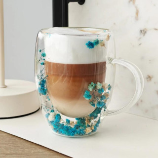 Termovka z modrimi in belimi cvetovi v notranjosti - 300 ml