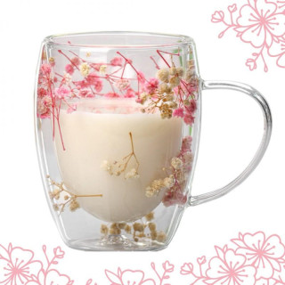 Termovka z roza in belimi cvetovi v notranjosti - 300 ml