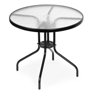 Okrogla vrtna miza 80 cm z luknjo za senčnik