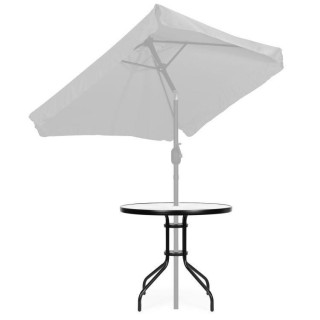 Okrogla vrtna miza 80 cm z luknjo za senčnik