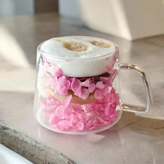 Termovka z dvojno steno in rožnatimi cvetovi hortenzije - 200 ml