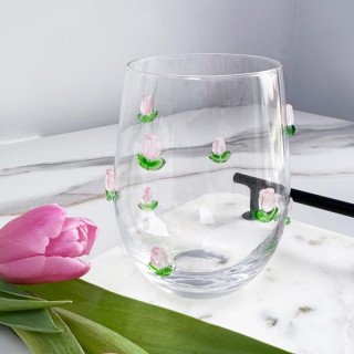 Steklena skodelica s tulipani - 500 ml
