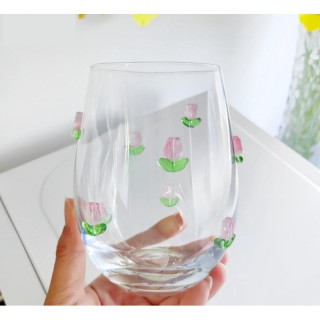 Steklena skodelica s tulipani - 500 ml