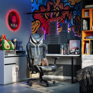 Otroški črno-bel gaming stol DIABLO X-Ray 2.0