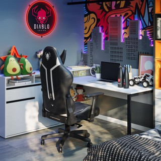 Otroški črno-bel gaming stol DIABLO X-Ray 2.0