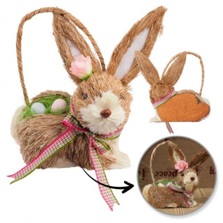 Slamnata košara v obliki velikonočnega zajčka