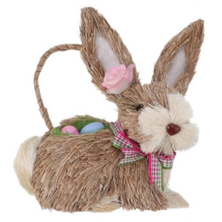 Slamnata košara v obliki velikonočnega zajčka