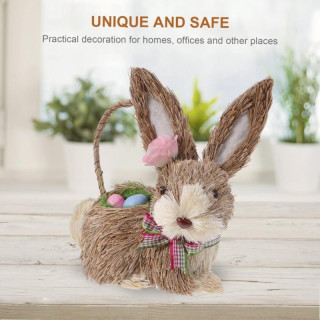 Slamnata košara v obliki velikonočnega zajčka