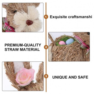 Slamnata košara v obliki velikonočnega zajčka