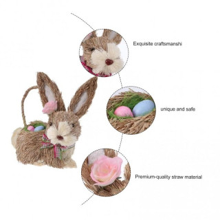 Slamnata košara v obliki velikonočnega zajčka