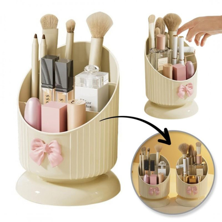 Organizator kremnih čopičev z roza pentljo