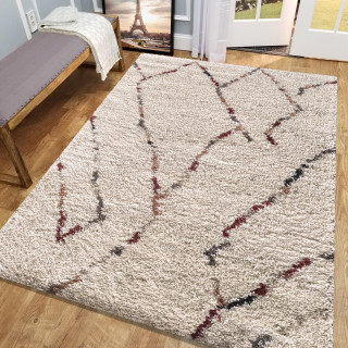 Krem shaggy preproga z vzorcem