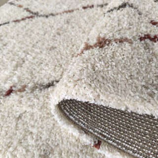 Krem shaggy preproga z vzorcem