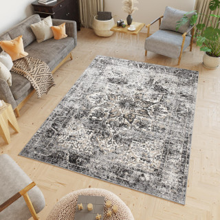 Preproga z vintage vzorcem v sivi barvi