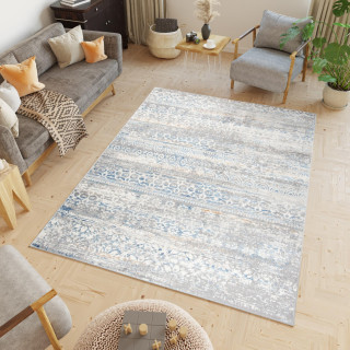 Sivo-modra preproga z modernimi vzorci