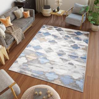 Vzorčasta bela in modra preproga