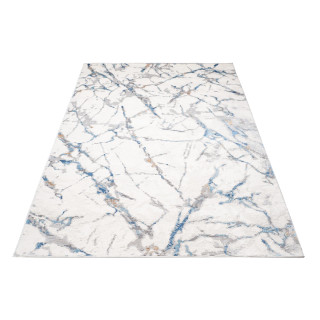 Bela preproga z vzorcem modrega marmorja