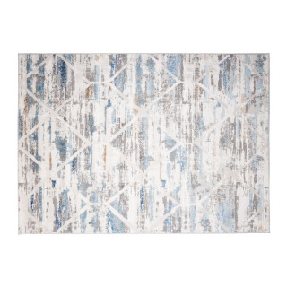 Moderna vzorčasta preproga v beli in modri barvi