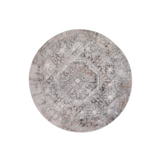 Okrogla preproga s subtilnim vzorcem v sivi barvi