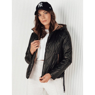 Črna prešita ženska jakna