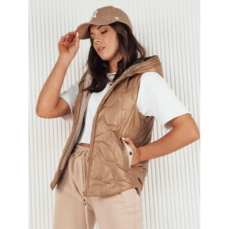 Ženski rjav prešit telovnik