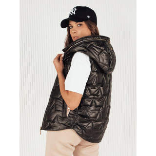 Ženski prešit brezrokavnik v črni barvi