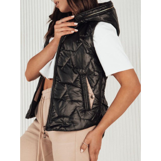 Ženski prešit brezrokavnik v črni barvi